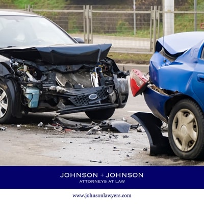 Two blue cars with severe damage after a car accident in Batesburg-Leesville, SC