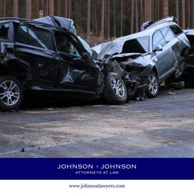 Two heavily damaged vehicles after a serious head-on collision in Chapin, SC