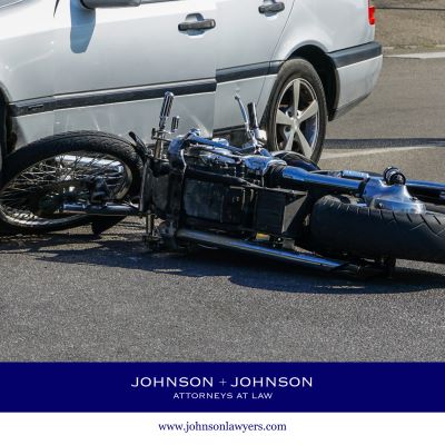 A motorcycle lying in the road after an accident with a car in Columbia, SC