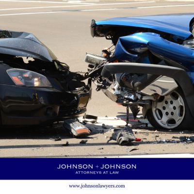 Two cars with severe front end damage after a head-on collision Red Bank, South Carolina